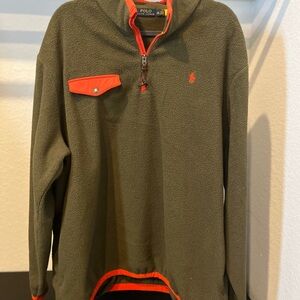 Polo Ralph Lauren Mens Pullover Retro Vintage Fleece Jacket Size XXL Brown-Green